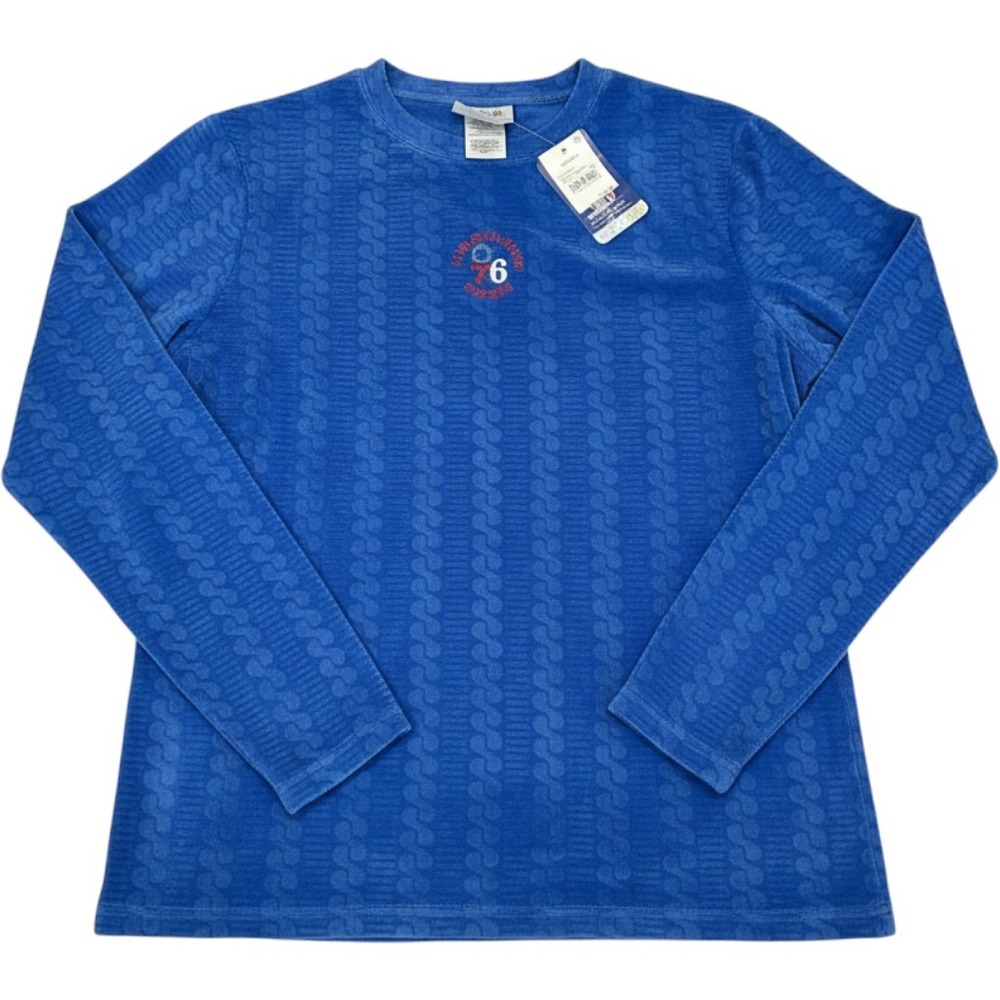 NBA Philadelphia 76ers Long Sleeve Shirt Medium Blue Velour Pullover